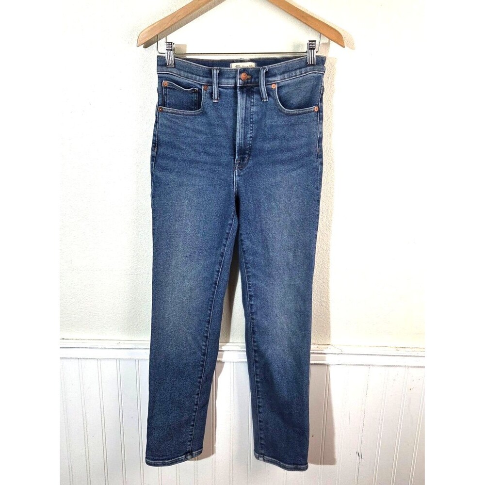 Madewell Perfect Vintage Jeans 28 High Rise Blue Tapered Straight Leg Stretch